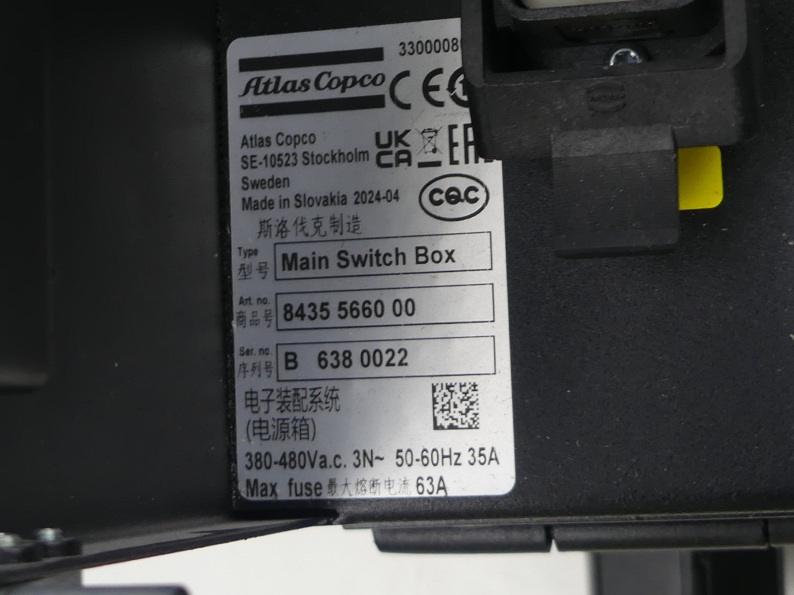 Atlas Copco MSB / Main Switch Box Typ 8435 5660 00