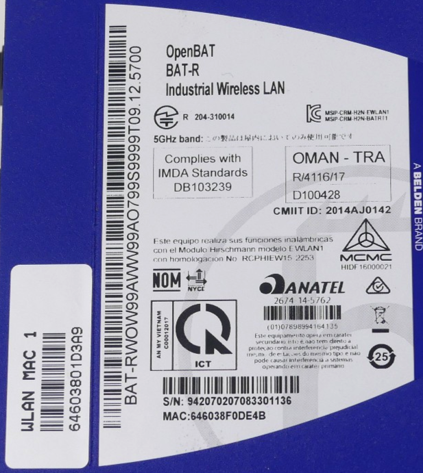 HIRSCHMANN BAT-R   BAT-RWOW99WW99AO0799S9999T09.12.5700