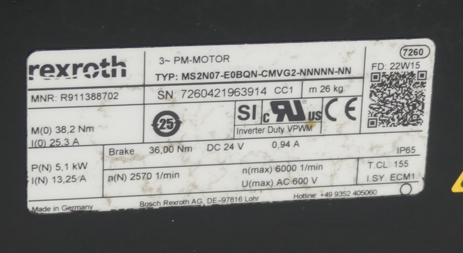 Rexroth MS2N07-E0BQN-CMVG2-NNNNN-NN