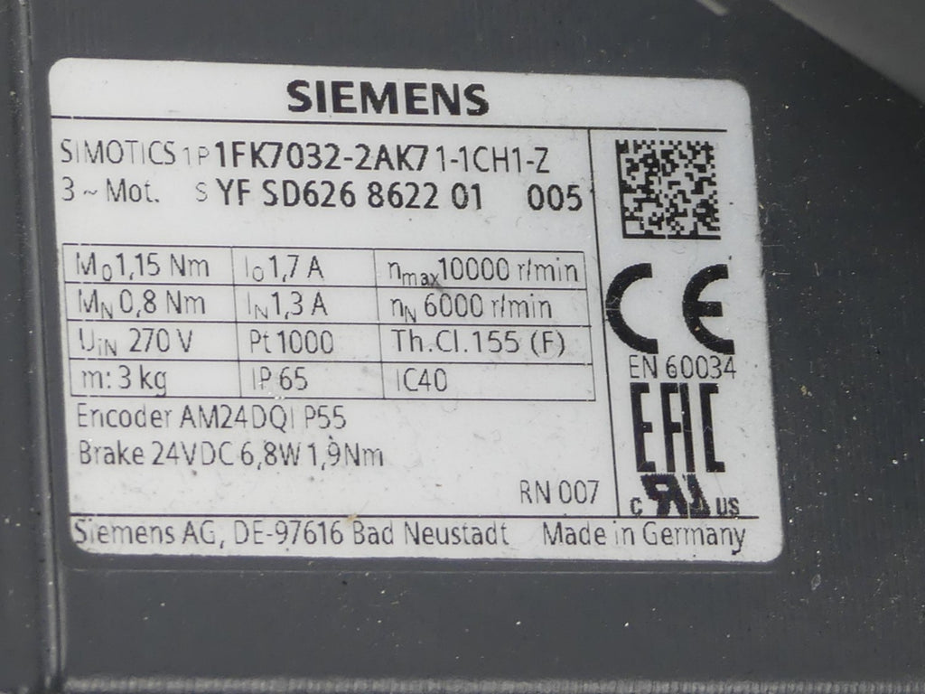 Siemens Servomotor 1FK7032-2AK71-1CH1-Z
