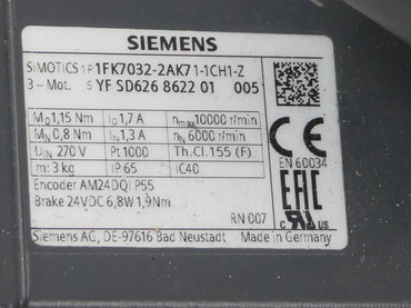 Siemens Servomotor 1FK7032-2AK71-1CH1-Z