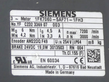Siemens  1FK7060-5AF71-1FH3