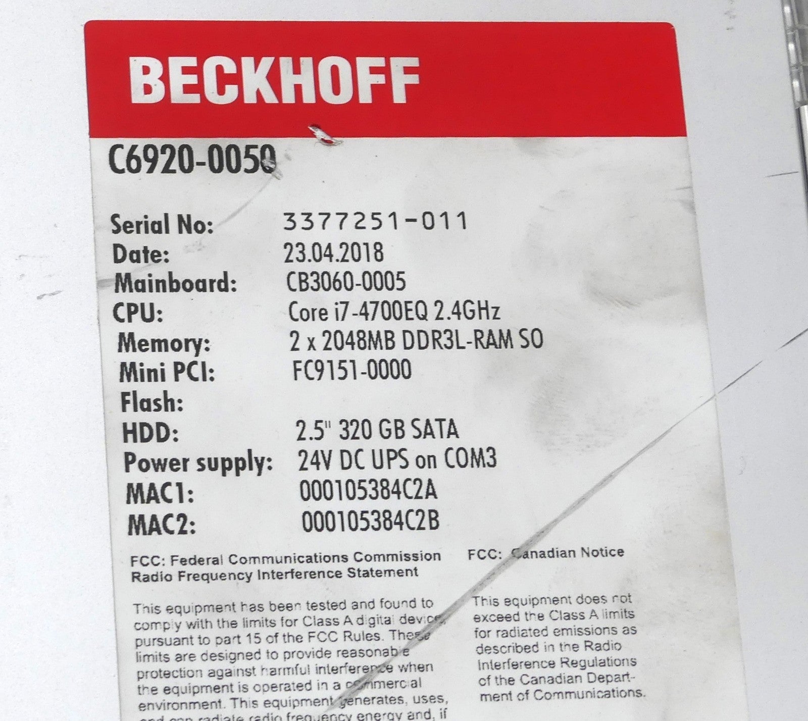Beckhoff C6920-0050