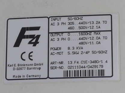 KEB F4 Frequenzumrichter 13.F4.C1E-3480/1.4 5.5KW