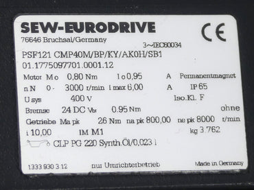 SEW Eurodrive PSF121 CMP40M/BP/KY/AK0H/SB1