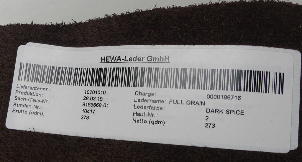 Leder 2,73m2   FULL GRAIN lederfarbe DARK SPICE(braun farbe)