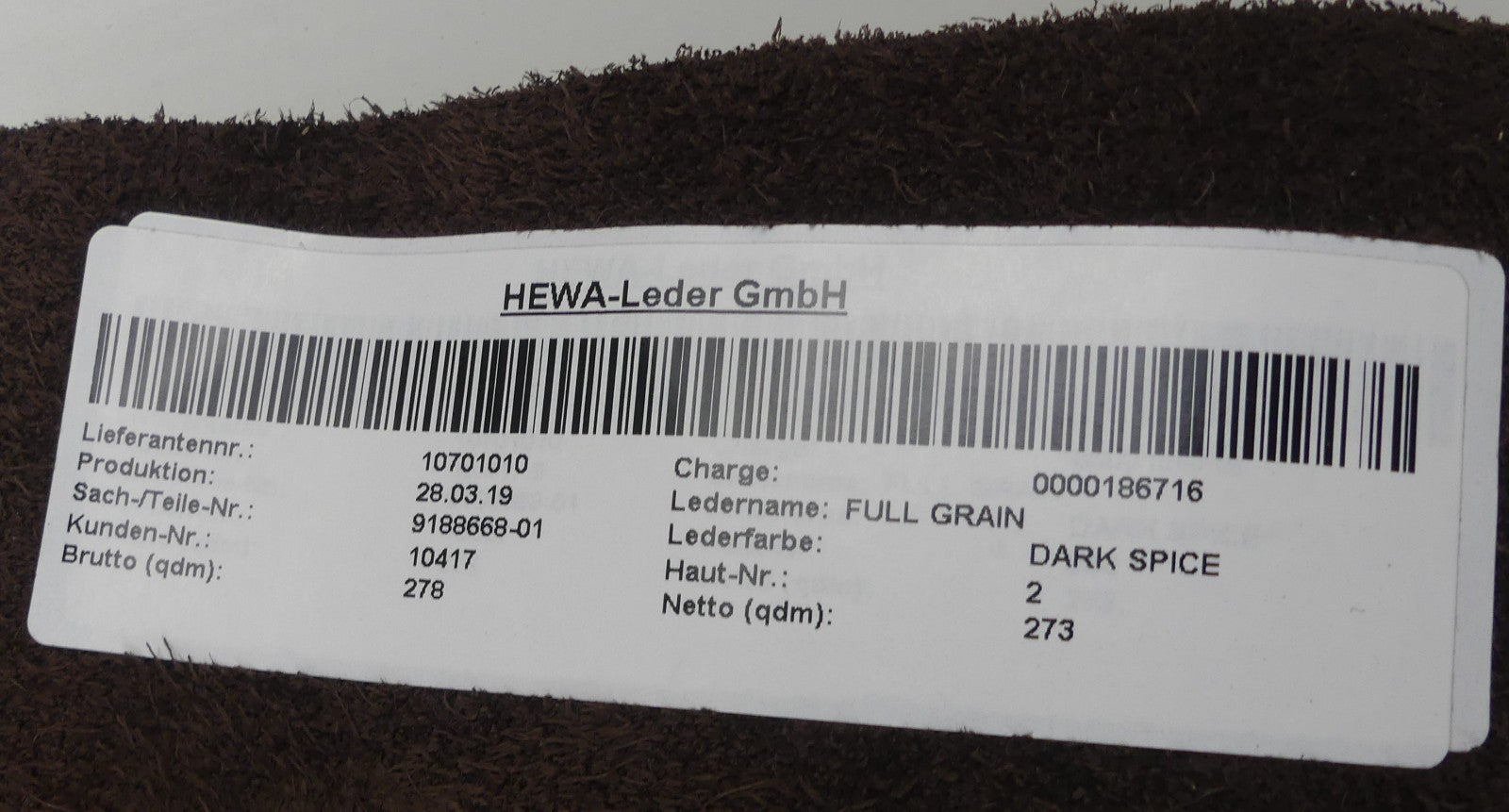 Leder 2,73m2   FULL GRAIN lederfarbe DARK SPICE(braun farbe)