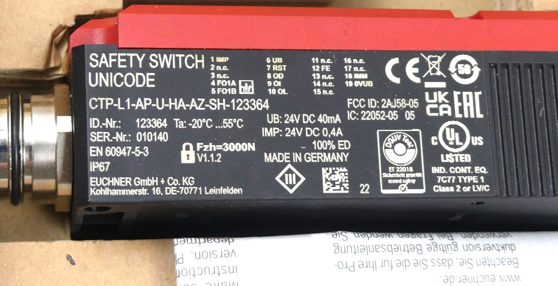 EUCHNER CTP-L1-AP-U-HA-AZ-SH-123364