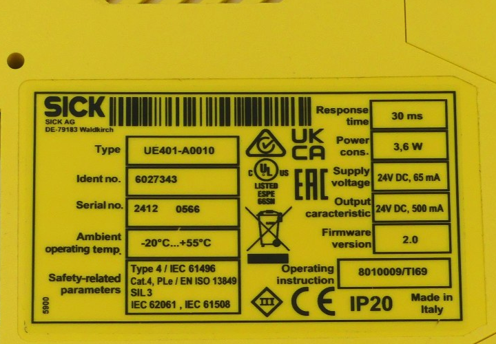 Sick UE401-A0010 Sicherheitsschaltgerät 6027343