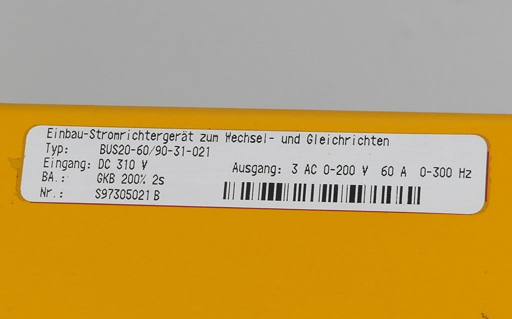 Baumüller BUS20-60/90-31-021 Einbau Stromrichter zum Wechsel -und Gleichrichten