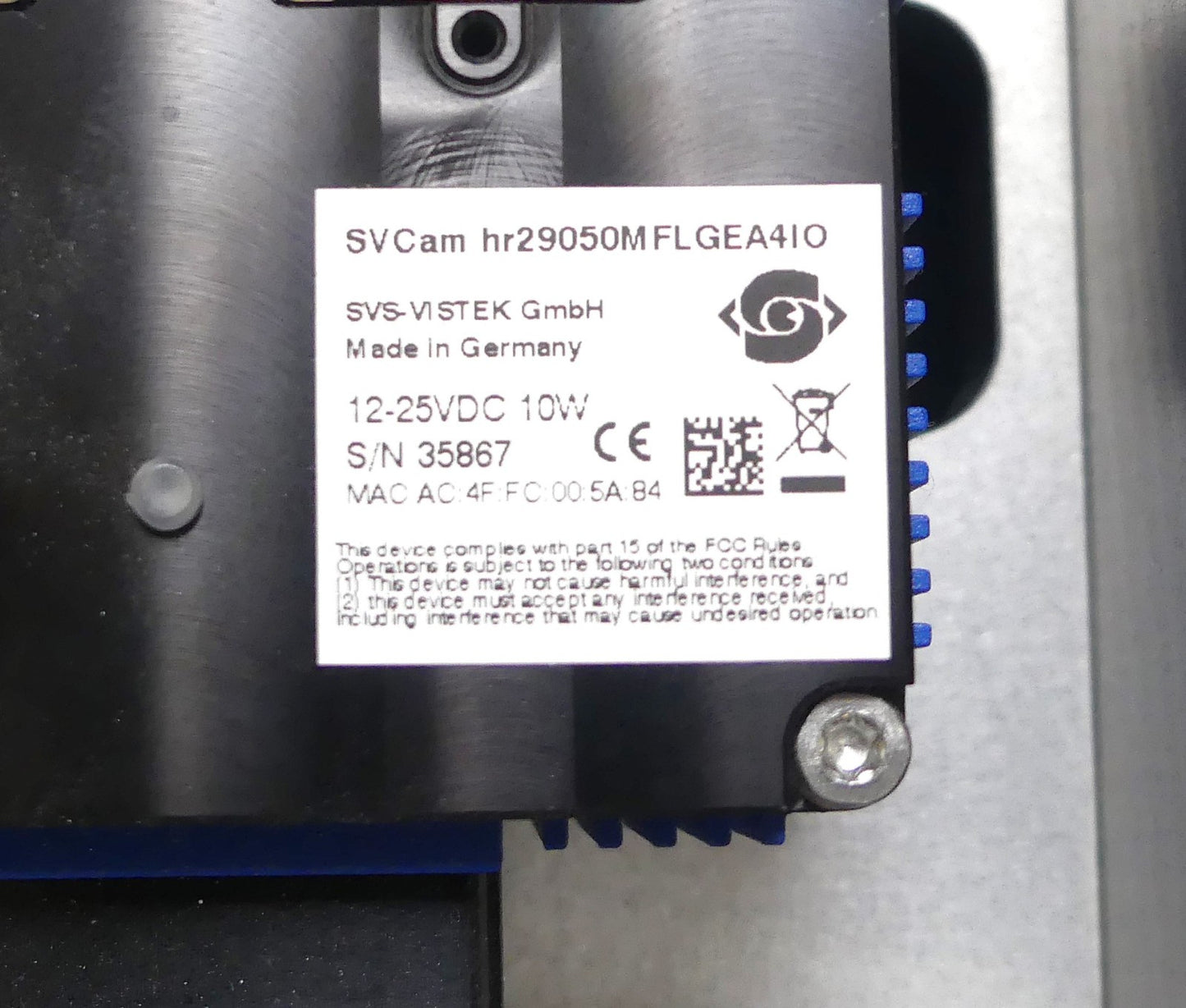 2x SVS-Vistek HR29050MFLGEA4IO SVCam