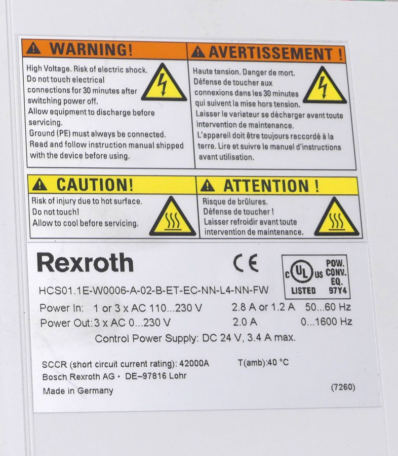 Rexroth HCS01.1E-W0006-A-02-B-ET-EC-NN-L4-NN-FW