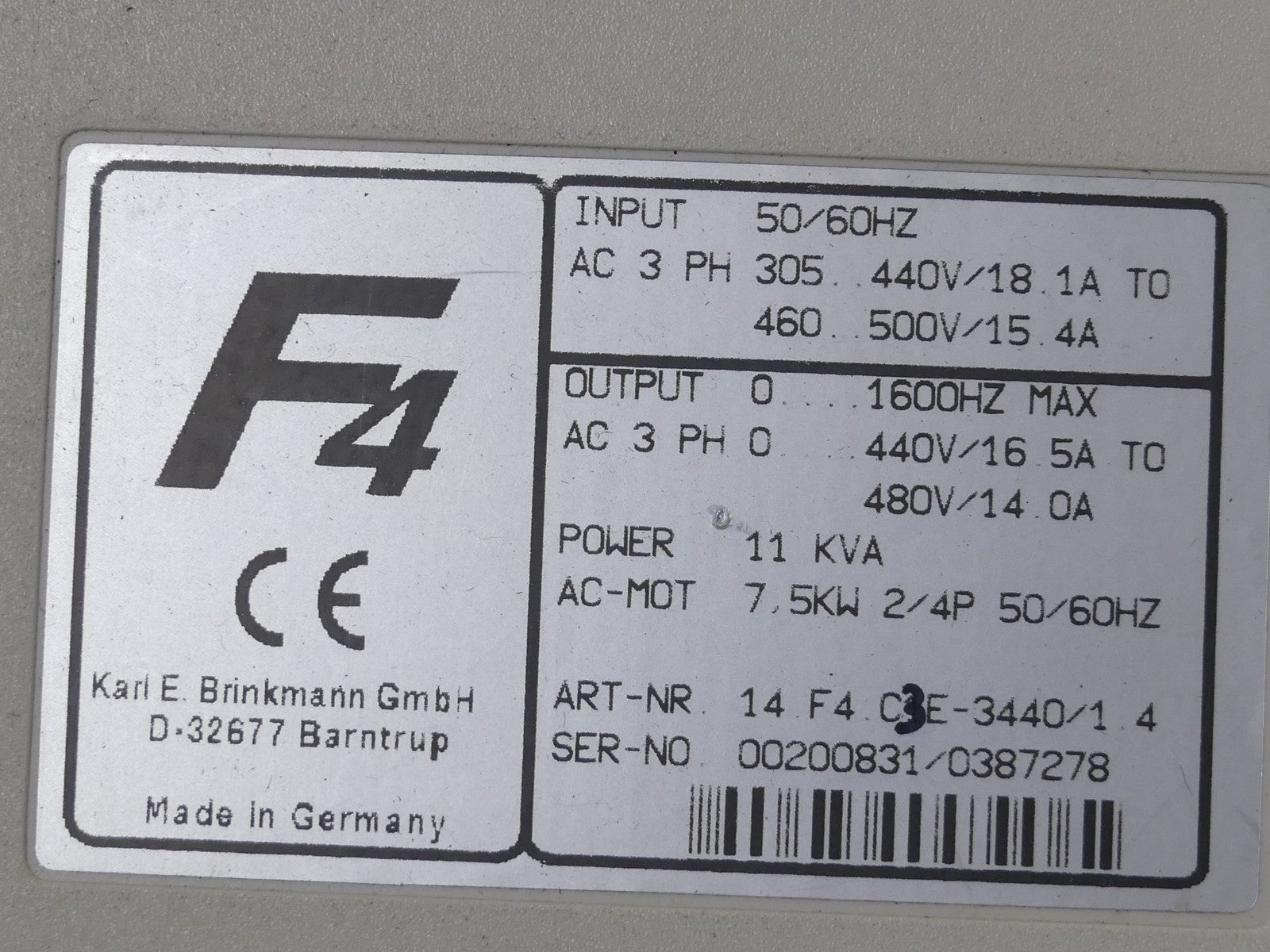 KEB combivert F4 Frequenzumrichter 14.F4.C3E-3440/1.4