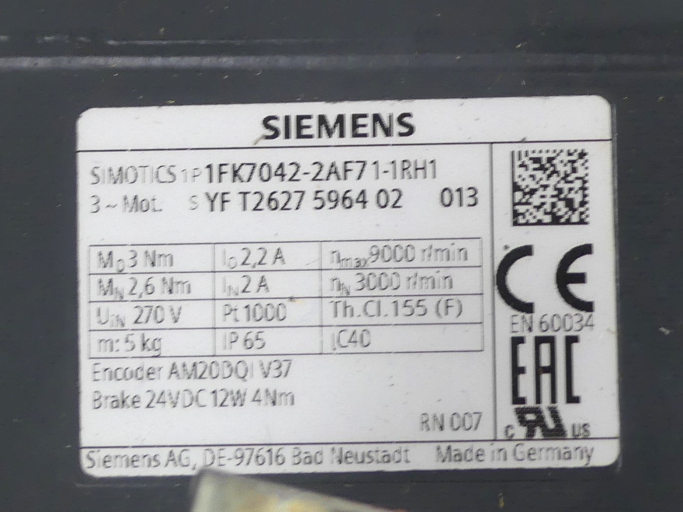 Siemens Servomotor 1FK7042-2AF71-1RH1