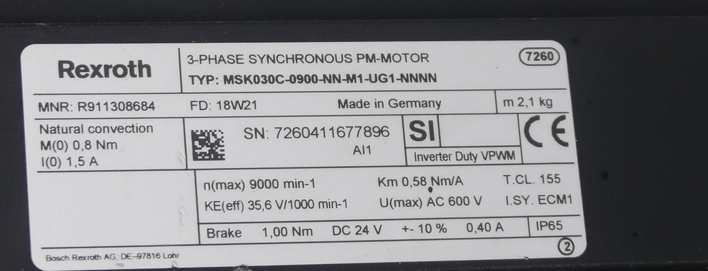 Rexroth MSK030C-0900-NN-M1-UG1-NNNN