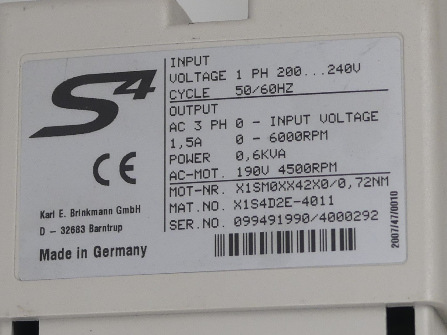 KEB S4 Frequenzumrichter Combivert  X1.S4.D2E-4011