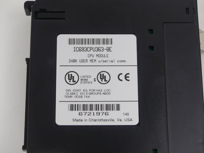 GE Fanuc IC693CPU363-BE CPU 363 Module 240K User MEM W/ Serial Comm