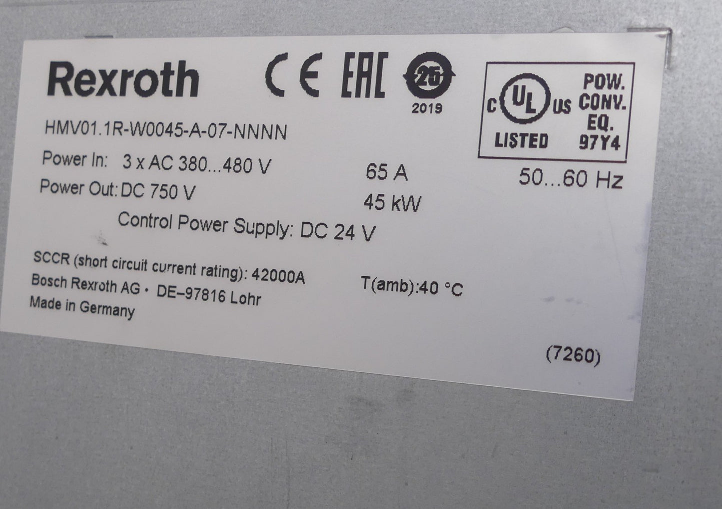 Rexroth Indradrive HMV01.1R-W0045-A-07-NNNN