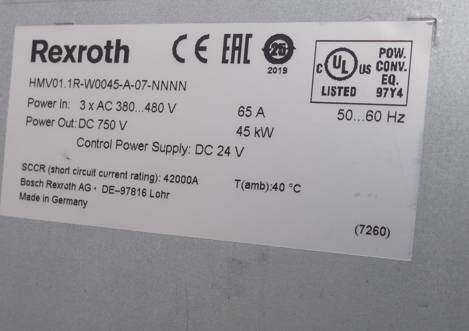Rexroth Indradrive HMV01.1R-W0045-A-07-NNNN
