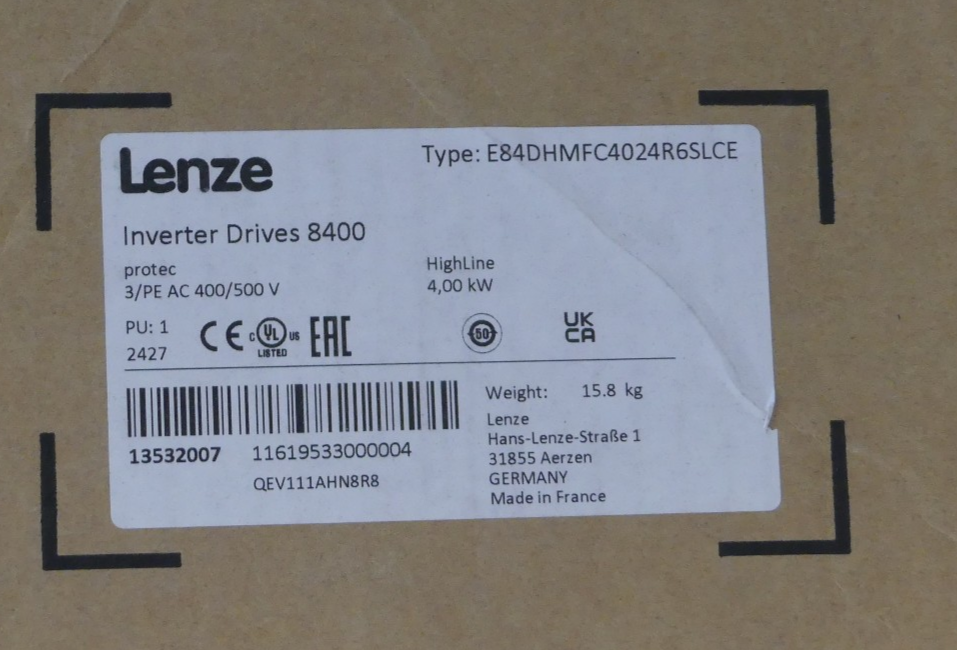 Lenze E84DHMFC4024R6SLCE vbInverter Drives 8400