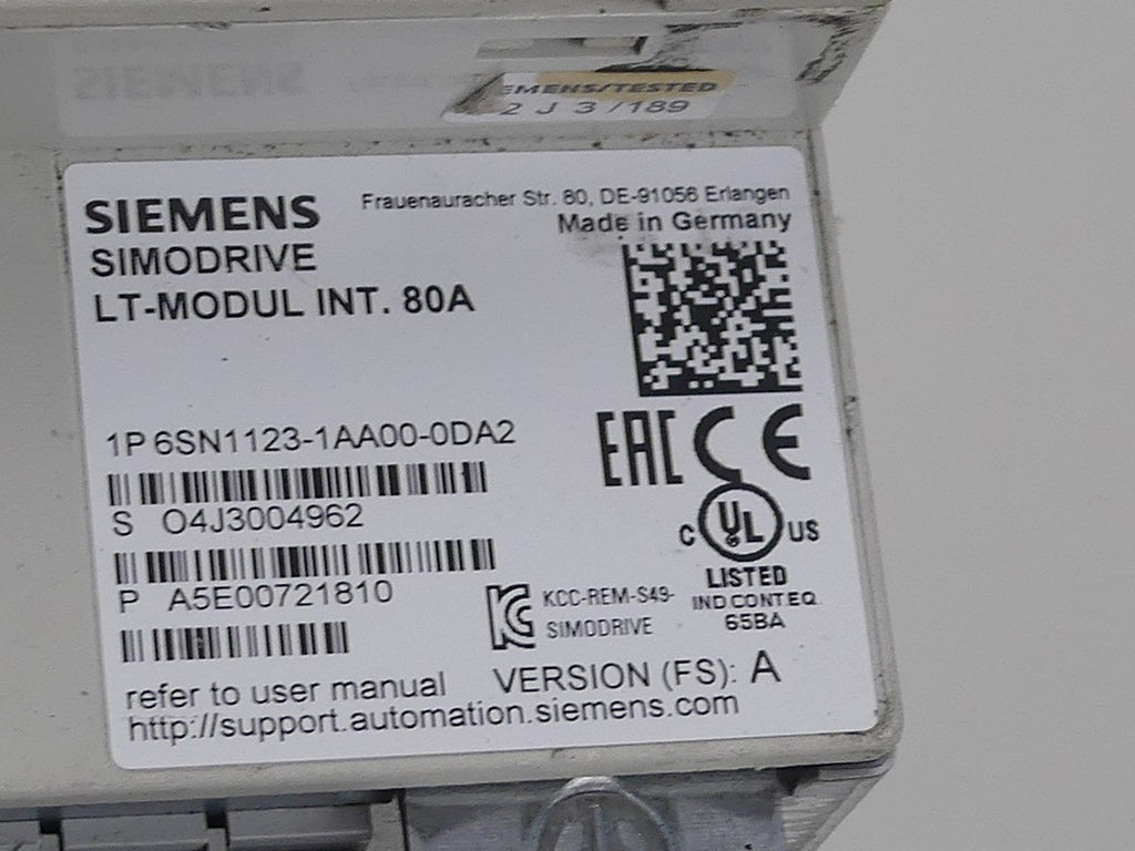 Siemens 6SN1123-1AA00-0DA2  version: A