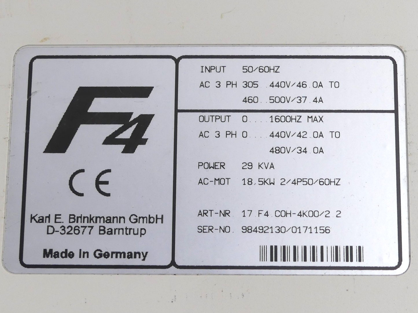 KEB F4Combivert  17.F4.C0H-4K00/2.2