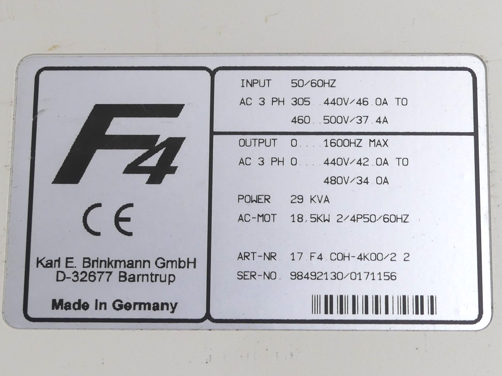 KEB F4Combivert  17.F4.C0H-4K00/2.2