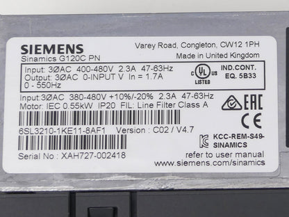 Siemens   6SL3210-1KE11-8AF1  ver: C02/V4.7