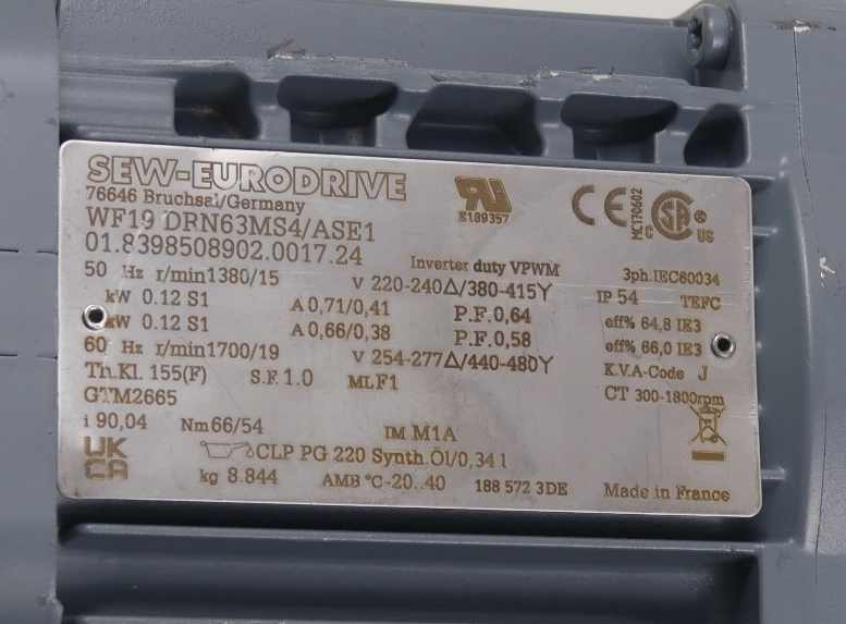 SEW WF19 DRN63MS4/ASE1 Winkelgetriebemotor