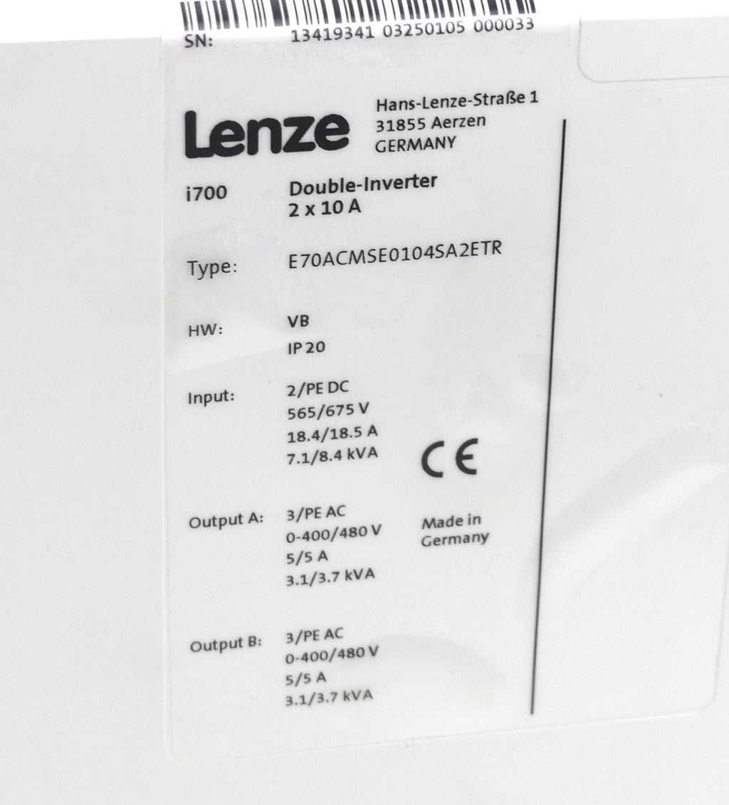 LENZE E70ACMSE0104SA2ETR i700 Double-Inverter 2x10 A