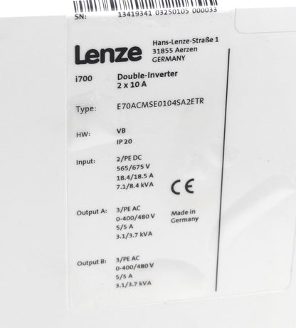 LENZE E70ACMSE0104SA2ETR i700 Double-Inverter 2x10 A