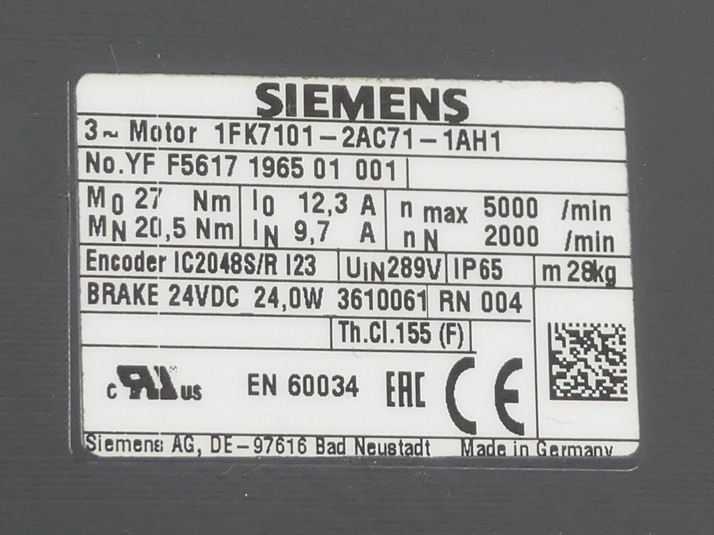 Siemens Servomotor  1FK7101-2AC71-1AH1
