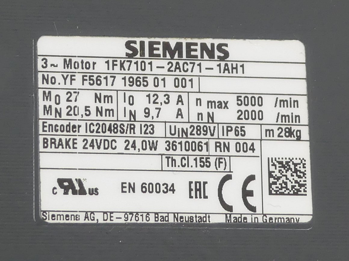 Siemens Servomotor  1FK7101-2AC71-1AH1