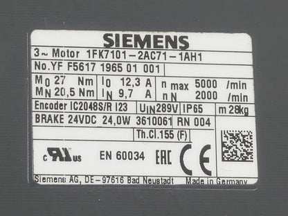 Siemens Servomotor  1FK7101-2AC71-1AH1