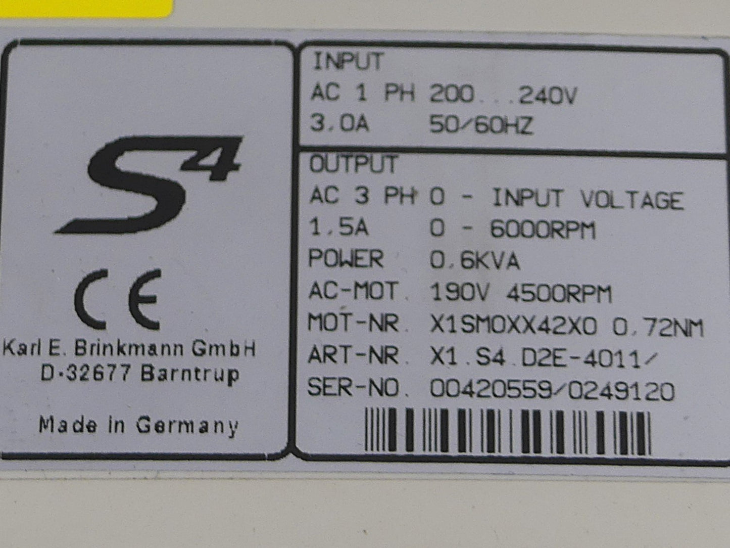 KEB S4 Combivert  X1.S4.D2E-4011