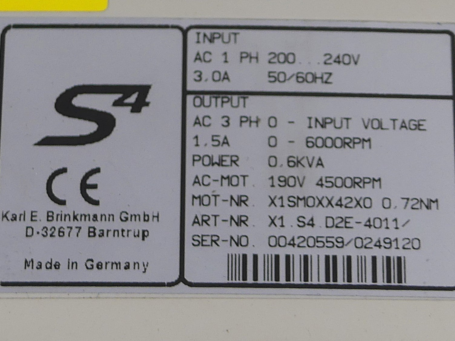 KEB S4 Combivert  X1.S4.D2E-4011