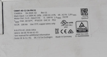 FESTO CMMT-AS-C2-3A-PN-S1 SERVOANTRIEB