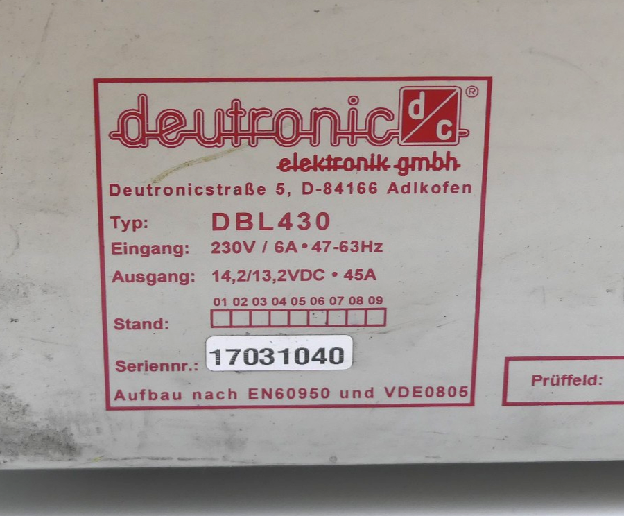 DEUTRONIC BATTERY CHARGER DBL430