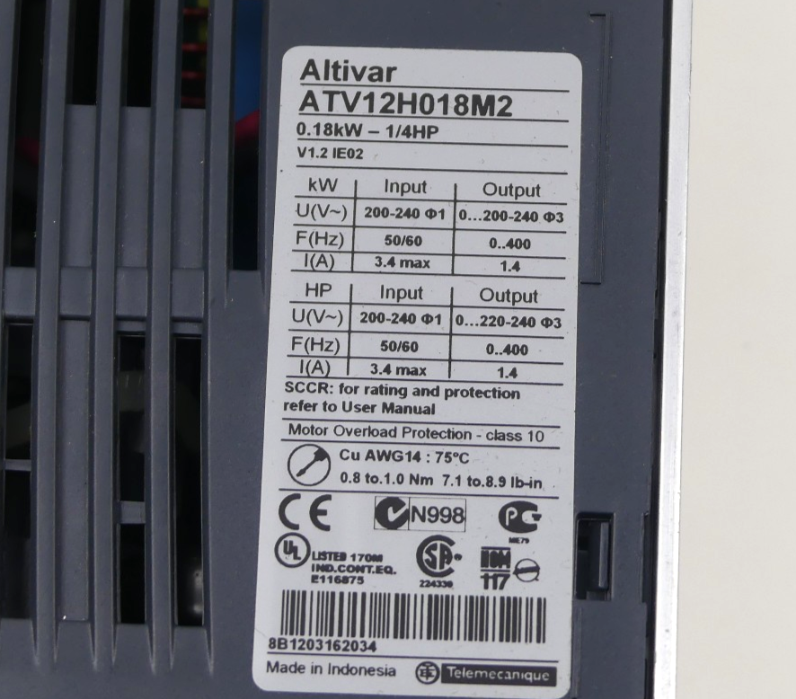 ATV12H018M2 Schneider Electric Altivar 12, 0.18kW