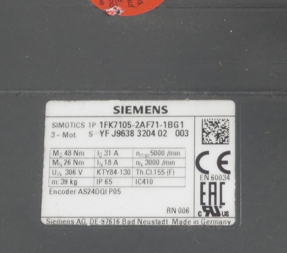 Siemens Servomotor 1FK7105-2AF71-1BG1