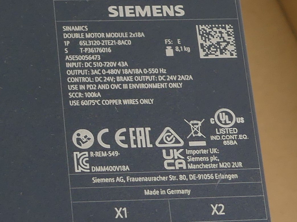 Siemens Sinamics 6SL3120-2TE21-8AC0